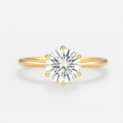Round Lab Grown Diamond Engagement Ring With Pave Prongs - Ravenna