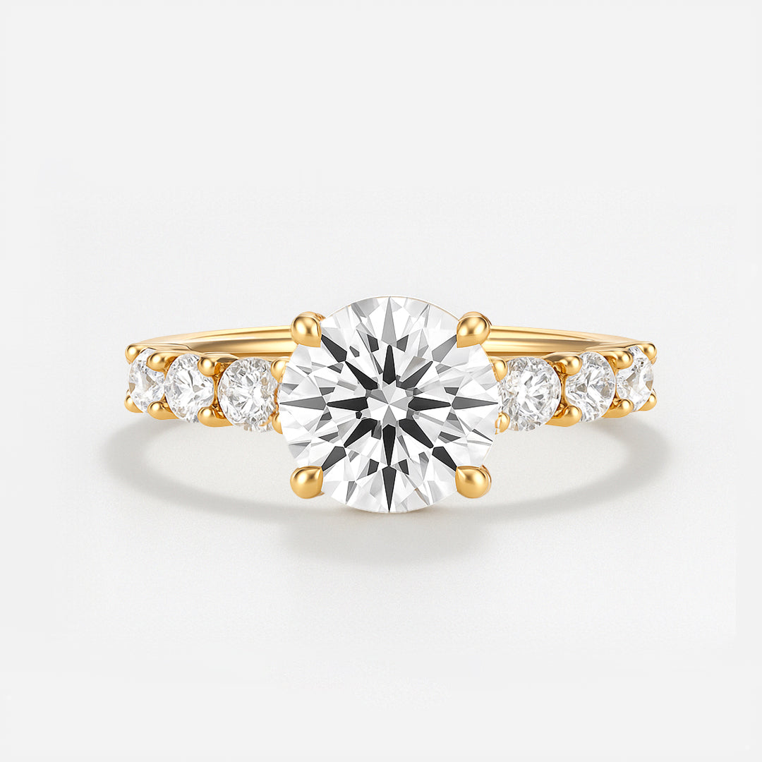 The Diana Ring - Lab Grown Diamond with Large Diamond Pave Band and Hidden Halo