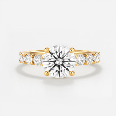 The Diana Ring - Lab Grown Diamond with Large Diamond Pave Band and Hidden Halo