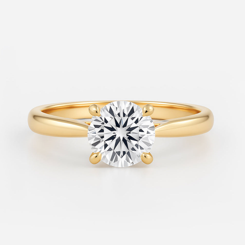 The Natalie Ring - Classic Solitaire with Cathedral Set 4-Claw Basket Set
