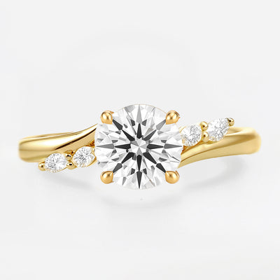 The Melanie Ring - Round Diamond with Marquise Accents