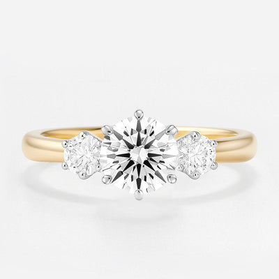 The Zoe Ring - Trilogy With Round Side Stones (6-claw)
