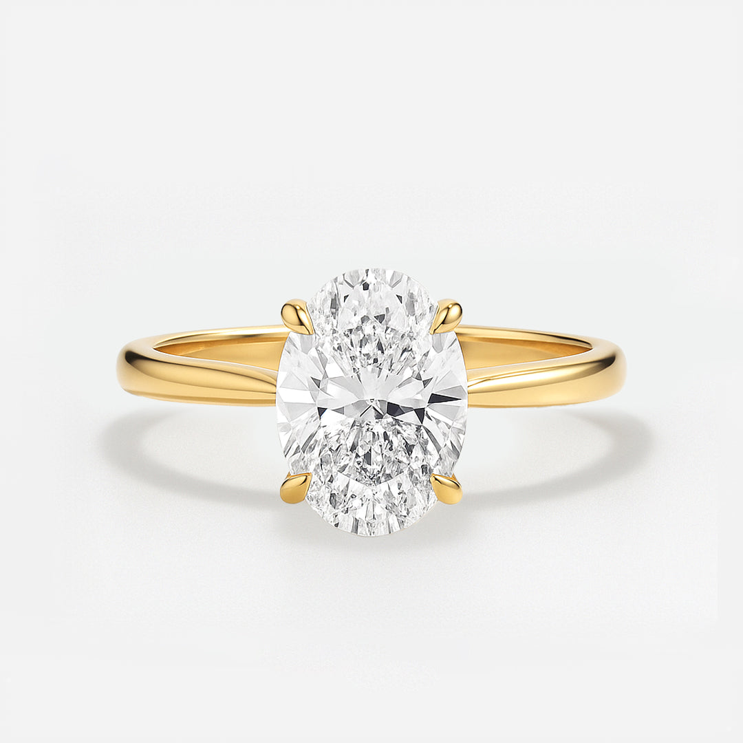 The Brescia Ring - Hidden Halo Cathedral Oval Solitaire