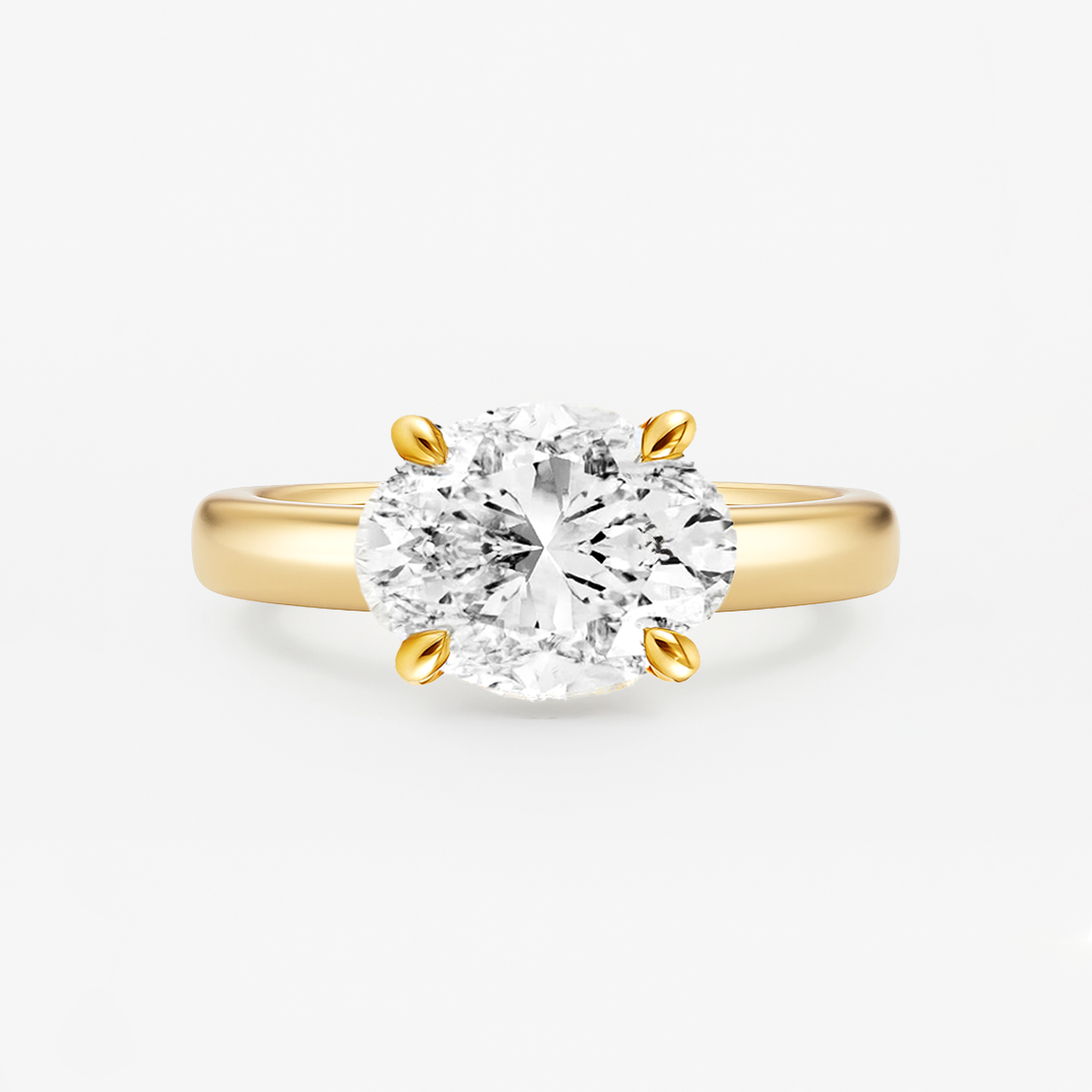 The London Ring - East West Set Oval Solitaire