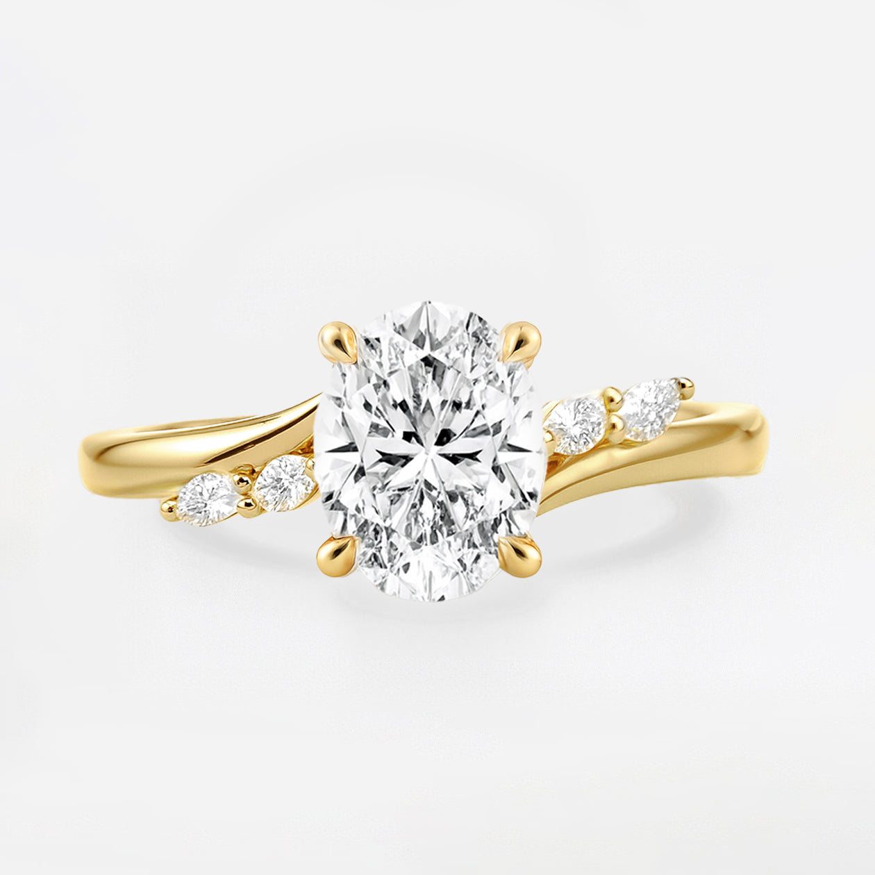 The Melanie Ring - Oval Diamond with Marquise Accents