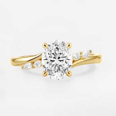 The Melanie Ring - Oval Diamond with Marquise Accents