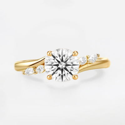 The Melanie Ring - Round Diamond with Marquise Accents