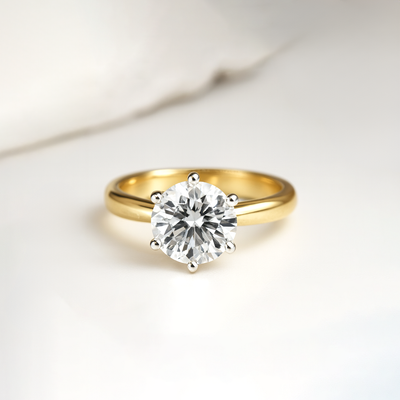 The Jasmine Ring - Cathedral Two Tone Setting - Lab Grown Diamond