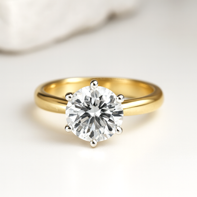 The Jasmine Ring - Cathedral Two Tone Setting - Lab Grown Diamond