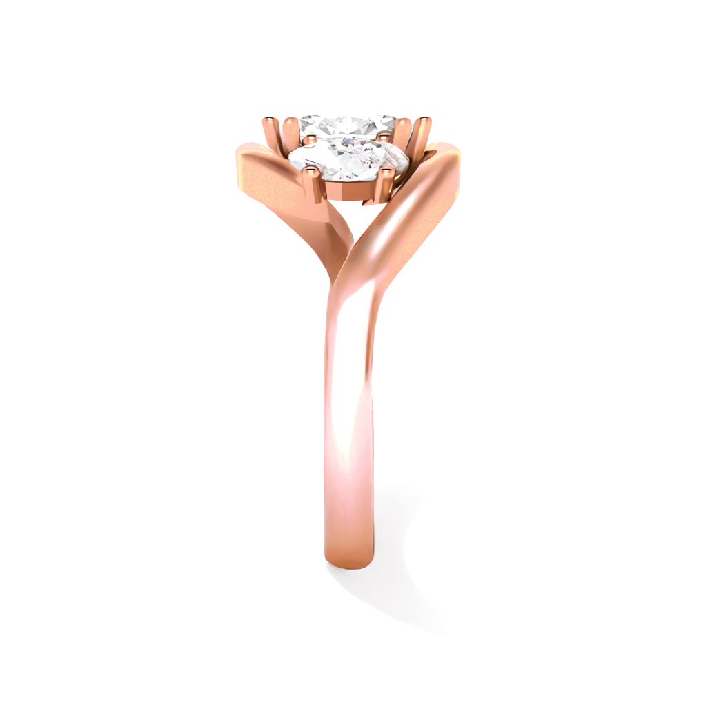 The Camila Ring - Three Stone Oval Diamond Ring with a twisted band