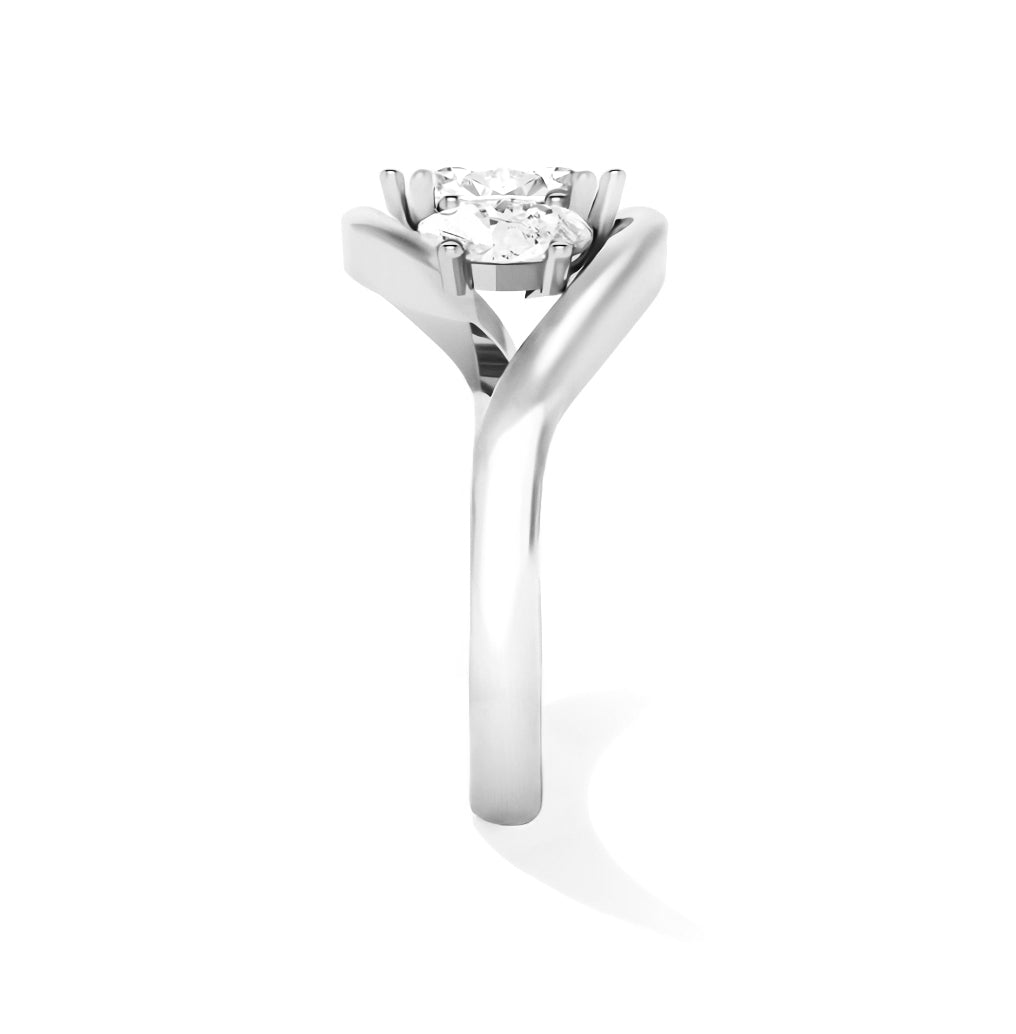 The Camila Ring - Three Stone Oval Diamond Ring with a twisted band