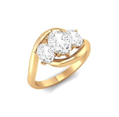 The Camila Ring - Three Stone Oval Diamond Ring with a twisted band
