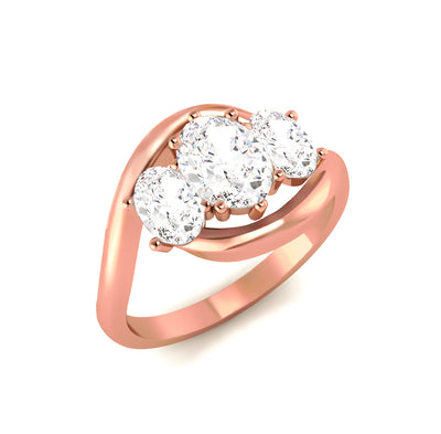 The Camila Ring - Three Stone Oval Diamond Ring with a twisted band