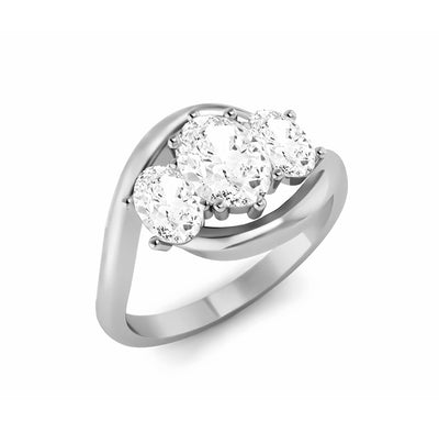 The Camila Ring - Three Stone Oval Diamond Ring with a twisted band