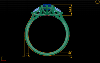 The Rebecca Ring - Oval Trilogy with Pear Side Stones