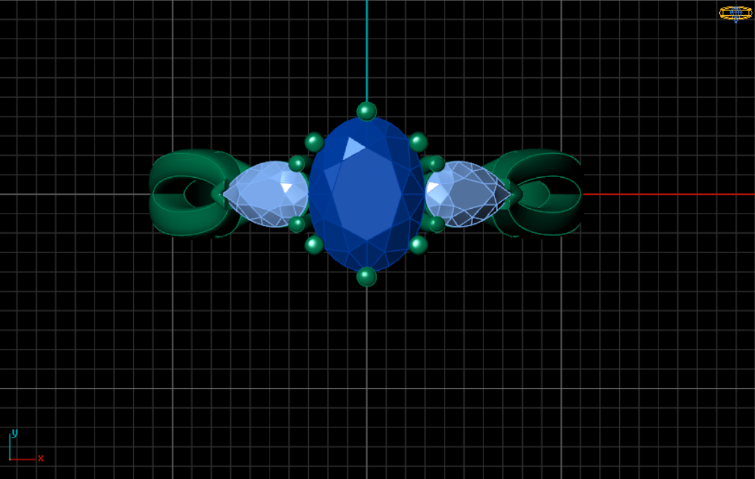 The Rebecca Ring - Oval Trilogy with Pear Side Stones