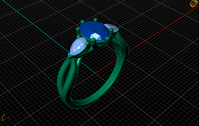 The Rebecca Ring - Oval Trilogy with Pear Side Stones