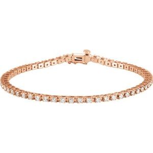 18K White, Yellow, Rose Gold 2.25 CTW Natural Diamond Line 18.4cm Bracelet