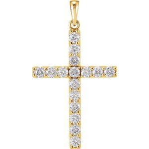 14K Yellow 1 1/4 CTW Natural Diamond Cross Pendant