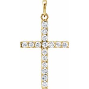 14K Yellow 1 CTW Natural Diamond Cross Pendant