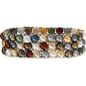 Sterling Silver Cultured Multi-Color Freshwater Pearl Stretch 7" Bracelet