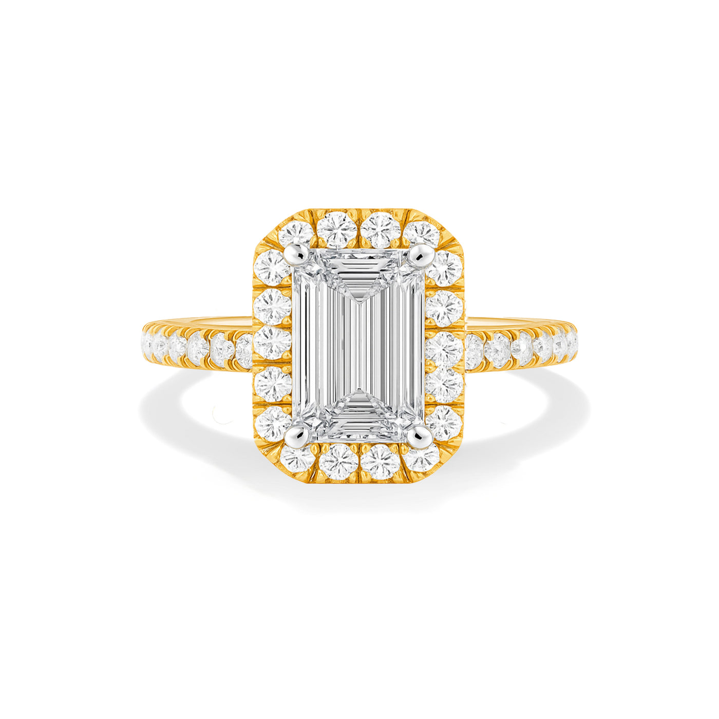 Emerald Lab Grown Diamond Halo Engagement Ring - Louise