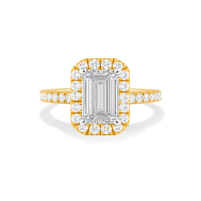 Emerald Lab Grown Diamond Halo Engagement Ring - Louise