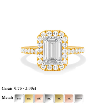 Emerald Lab Grown Diamond Halo Engagement Ring - Louise