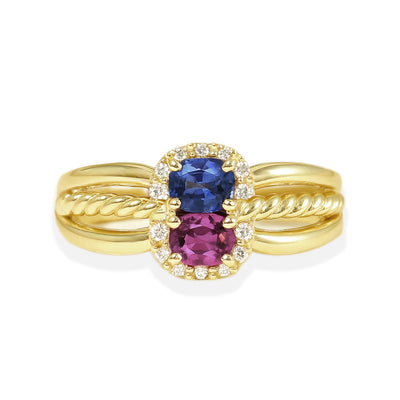 18K Yellow Gold Sapphire & Diamond Ring