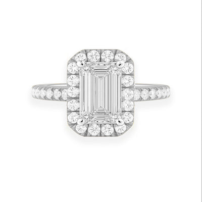 Emerald Lab Grown Diamond Halo Engagement Ring - Louise