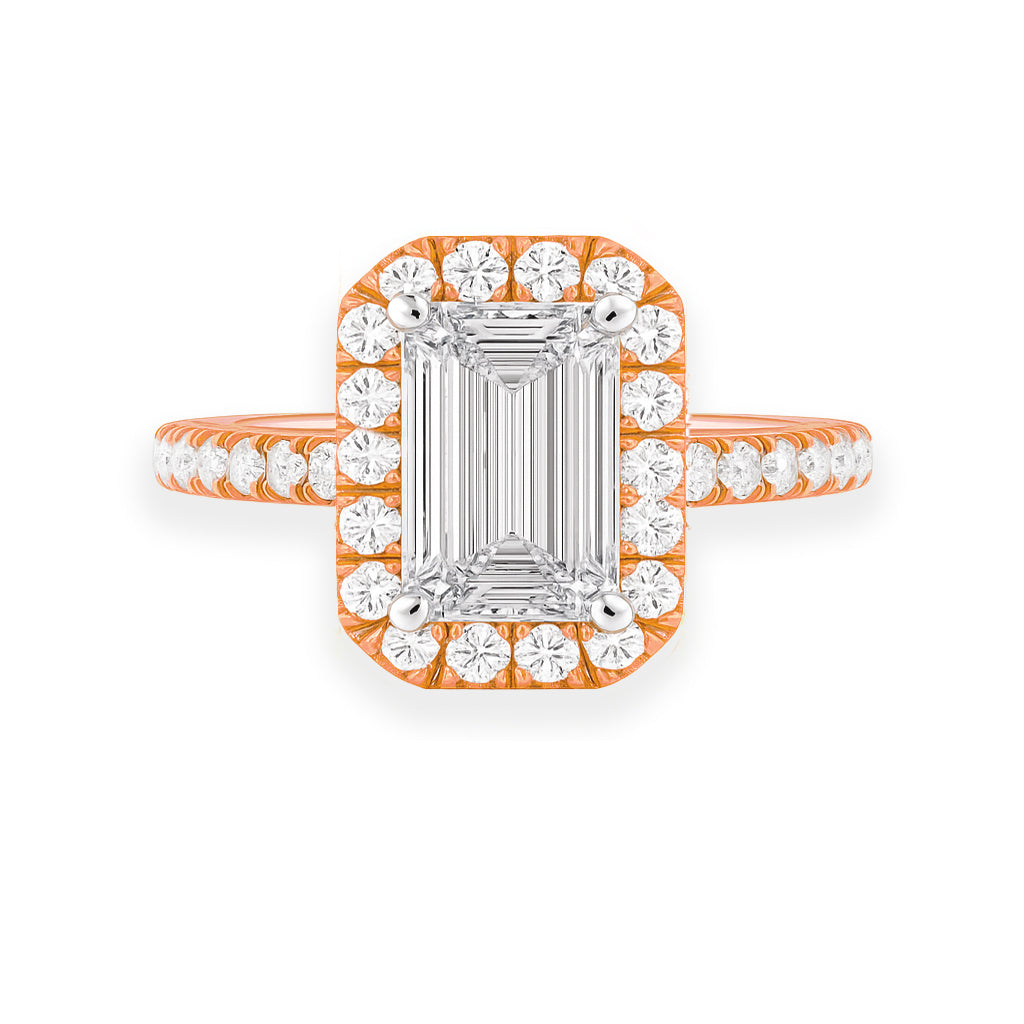 Emerald Lab Grown Diamond Halo Engagement Ring - Louise