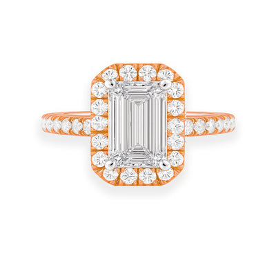 Emerald Lab Grown Diamond Halo Engagement Ring - Louise