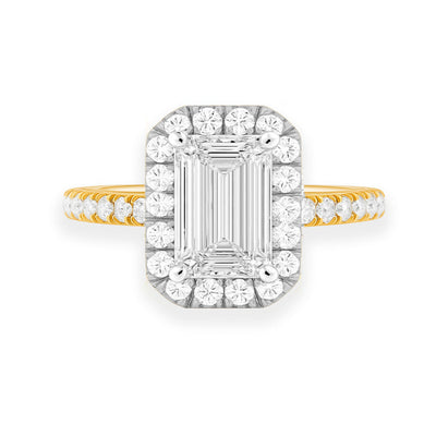 Emerald Lab Grown Diamond Halo Engagement Ring - Louise