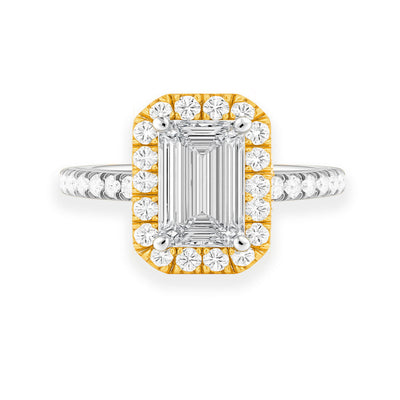 Emerald Lab Grown Diamond Halo Engagement Ring - Louise