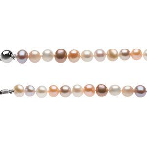 Sterling Silver Cultured Multi-Color Freshwater Pearl  7 3/4" Bracelet