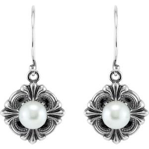 Sterling Silver Cultured White Akoya Pearl Earrings