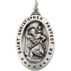 Sterling Silver 29x20 mm St. Christopher Medal