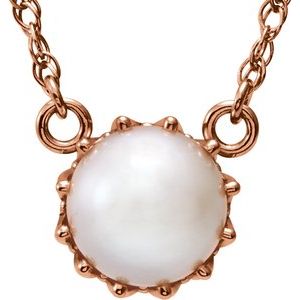 Rose Gold Cultured White Freshwater Pearl 18" Necklace