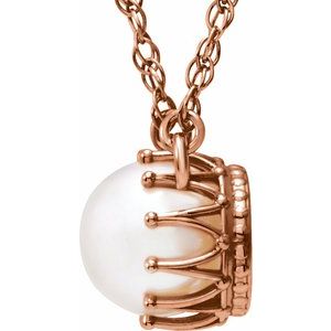Rose Gold Cultured White Freshwater Pearl 18" Necklace