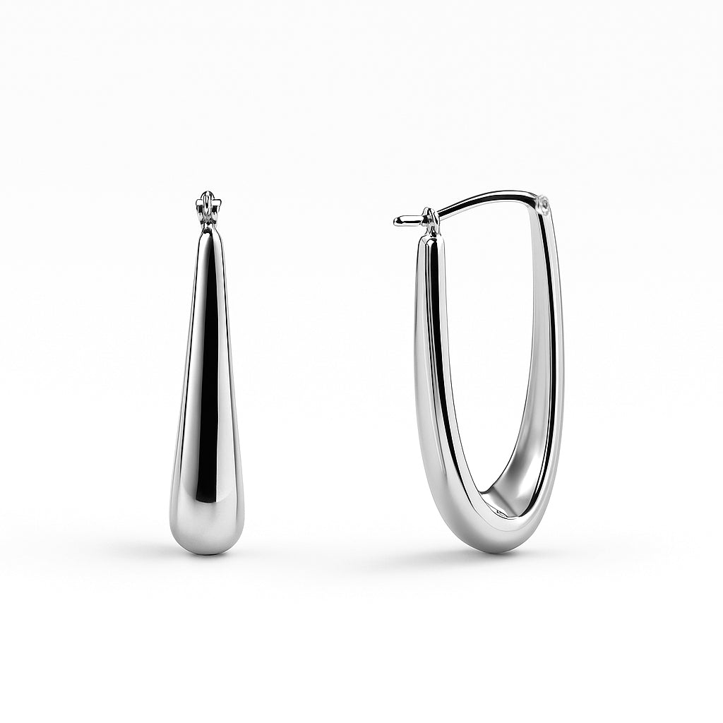9K White Gold Hoop Earrings 30mm