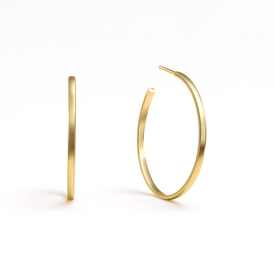 9K Yellow Gold Stud Hoop Earrings 30mm