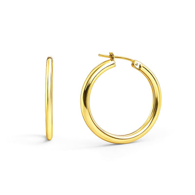 9K Yellow Gold Stud Hoop Earrings 20mm