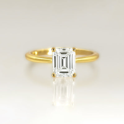 The Victoria Ring - Cathedral Set Emerald Solitaire - Lab Grown Diamond