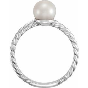 Sterling Silver 5.5-6 mm Cultured White Freshwater Pearl Ring