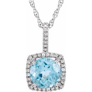 Sterling Silver 7 mm Natural Sky Blue Topaz & .015 CTW Natural Diamond 18" Necklace