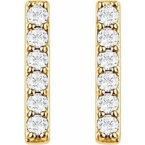 14K Yellow, White or Rose Gold 0.1 CTW Lab-Grown Diamond Bar Earrings