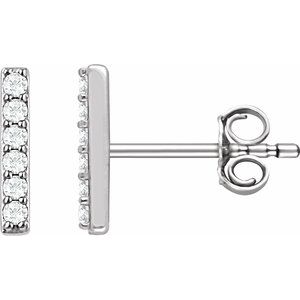 14K Yellow, White or Rose Gold 0.1 CTW Lab-Grown Diamond Bar Earrings