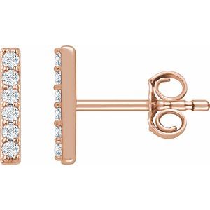 14K Yellow, White or Rose Gold 0.1 CTW Lab-Grown Diamond Bar Earrings