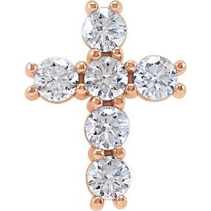 14K Rose 0.3ct Natural Diamond Cross Pendant