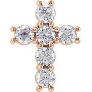 14K Rose 1 1/6 CTW Natural Diamond Cross Pendant